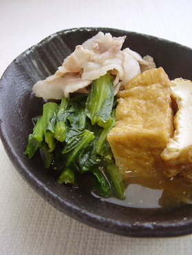小松菜と豚バラのさっと煮。