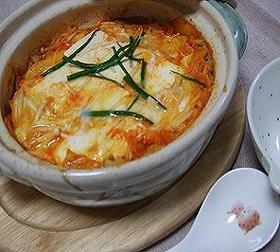 豆腐とキムチの玉子とじ