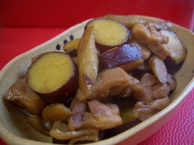 鶏肉とさつまいもの甘辛煮