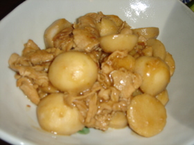 里芋と豚肉の麺つゆ☆柚子胡椒バター☆