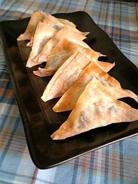 パリパリ☆納豆のワンタン包み焼き