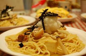 簡単ヘルシー♪鶏肉と筍の和風パスタ