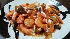 エビと椎茸の地中海風炒め