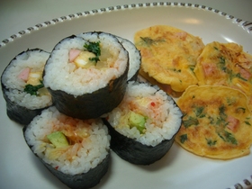 韓国風海苔巻き＆残った具でチヂミ☆