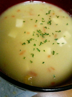簡単。あられ豆腐のコーンスープ