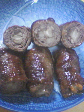 牛肉のエリンギ巻き・オイスターマヨ炒め