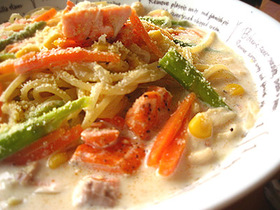 石狩風！？サーモンのクリームパスタ