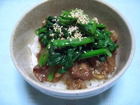 母の味☆豚とほうれん草の甘辛丼