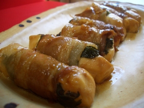 大葉にんにく醤油で豆腐の豚巻き