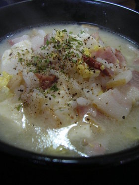 一人ご飯に★ベーコンと豆腐で簡単洋風雑炊