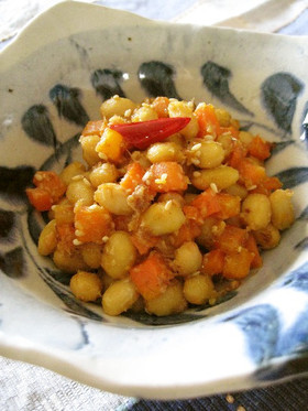 人参と大豆の味噌炒め