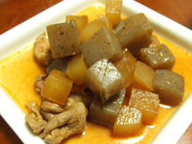 こんにゃく&大根&豚肉コロコチュジャン煮
