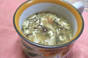 梅香る✿豆腐とキノコのとろみスープ