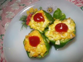お弁当の可愛いおかず♪エッグinピーマン