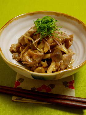 豚肉と茗荷の梅味噌炒め