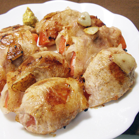 トマトの豚肉巻き*マスタード添え