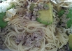アボカドとひき肉でそうめんチャンプルー