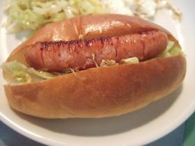 カレー味のキャベツ入りホットドック