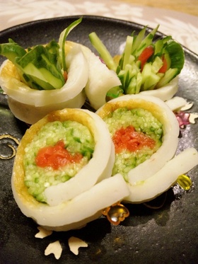 ❤簡単おつまみ竹輪と紅生姜のクルクル❤