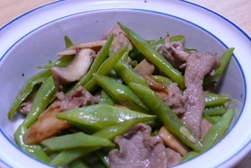 ササギと豚肉のあっさり炒め物