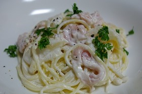 ひんやり~桃と生ハムの冷製パスタ♪