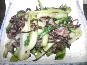低カロリー、砂肝と青梗菜のあっさり塩炒め