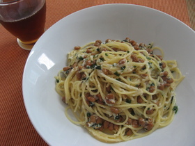 納豆＆梅しそパスタ♪