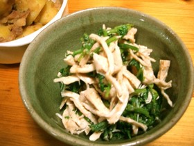 ゴマドレでおいしい春菊と鶏胸肉の和え物
