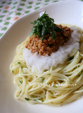 くるみ納豆♡おろし冷製パスタ