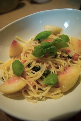桃の冷製パスタ