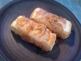 肉巻き豆腐ステーキ　なめたけあんかけ♪