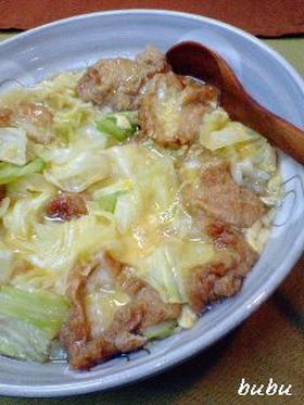 あぶら麩とキャベツの卵とじ
