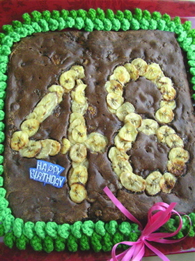 夫の誕生日★★ビターチョコバナナケーキ