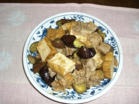 簡単☆ナスと豚バラと厚揚げのピリ辛炒め