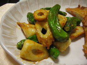 ちくわ＆ししとうのマヨ豆板醤炒め