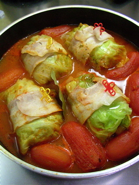トマトごろごろ　★あったかロールキャベツ