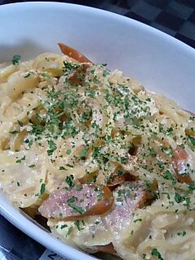 チーズも入ったカルボ風クリームパスタ