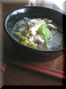 ＊白菜とニラのにゅうめん＊