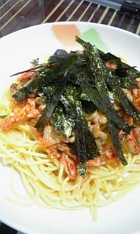 一人のおうちランチに！キムチ納豆パスタ☆