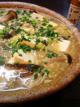 きのこと豆腐のたまご煮込み