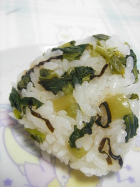 大根の葉♡♥塩昆布deおにぎり