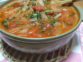 とても簡単大根トマトの鍋スープ