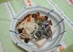 刺身小女子と湯葉豆腐のきのこあん
