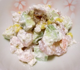 ヘルシー♪アボカドとエビの豆腐ｻﾗﾀﾞ