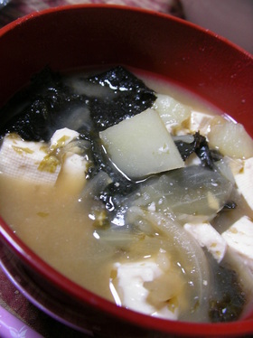 【男の料理】のり豆腐の味噌汁