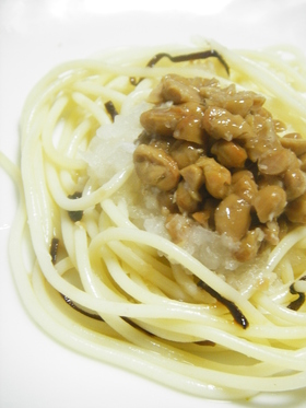 和風でヘルシー❤おろし納豆塩コンブパスタ