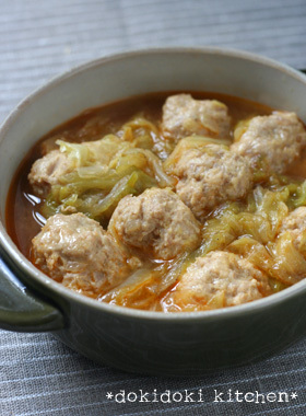 肉団子とキャベツのピリ辛スープ煮