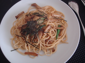 エリンギのパスタ柚子胡椒風味