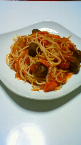 超簡単 ミートボールのナポリタン風パスタ