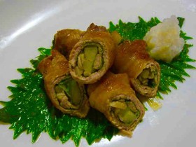 大葉ニンニク醤油で豚肉ポテトマヨロール♪